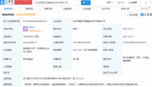 阿里巴巴成立智融數(shù)字技術(shù)公司，注冊(cè)資本1億元加碼信息技術(shù)咨詢服務(wù)